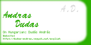 andras dudas business card