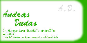 andras dudas business card